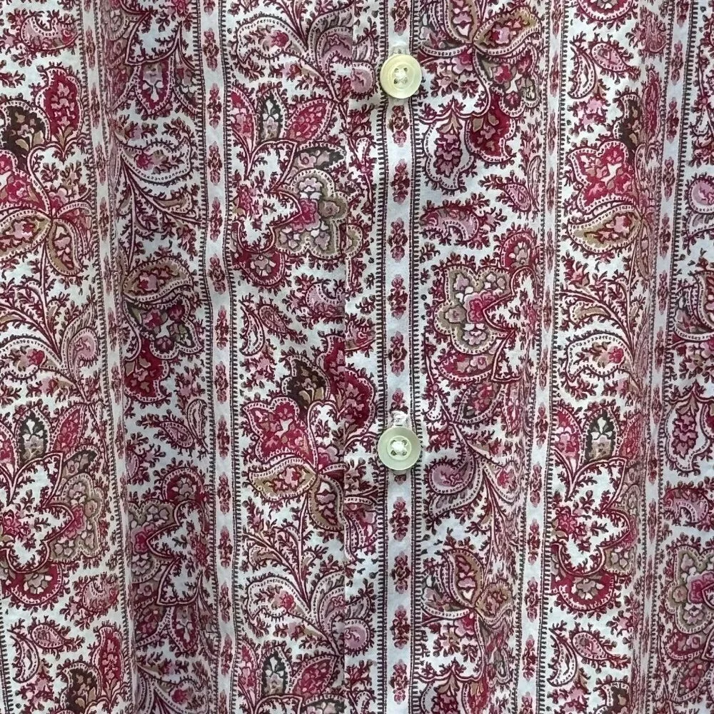 Mens Banana‎ Republic L Long Sleeve Paisley Shirt Contrasting Roll up Sleeves